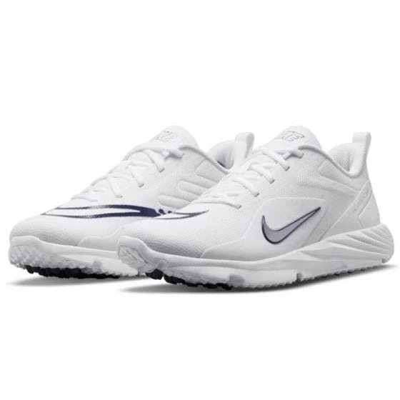 Nike Alpha Huarache 8 Pro Turf Lacrosse Shoes-White / Navy 5 Nike Alpha Huarache 8 Pro Turf Lacrosse Shoes-White / Navy - Image 3