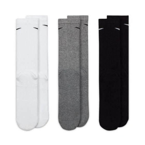 Nike Adult Crew Socks 3-Pack - Black/White/Gray 5 Nike Adult Crew Socks 3-Pack - Black/White/Gray - Image 3